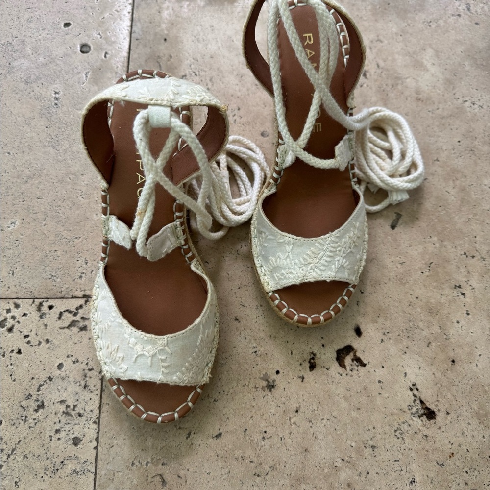 Rampage White Espadrille Shoes with Ankle Wrap